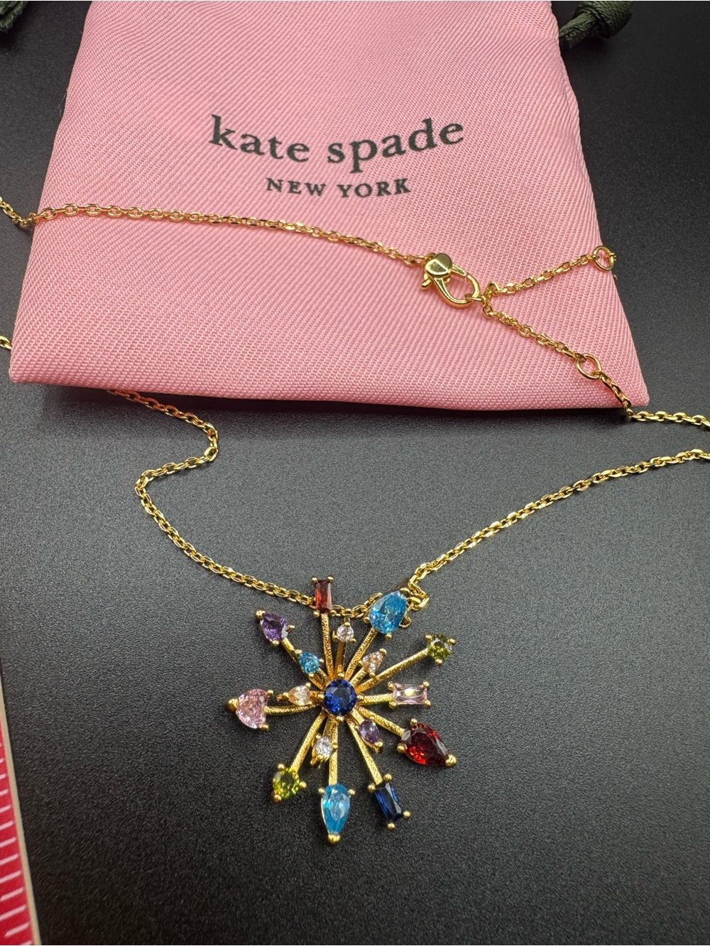 kate spade Gold Multi-Color Crystal Starburst Necklace New York Fireworks